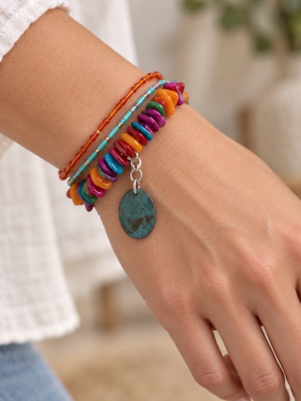 Chunky women colorful handmade bracelet ❤️